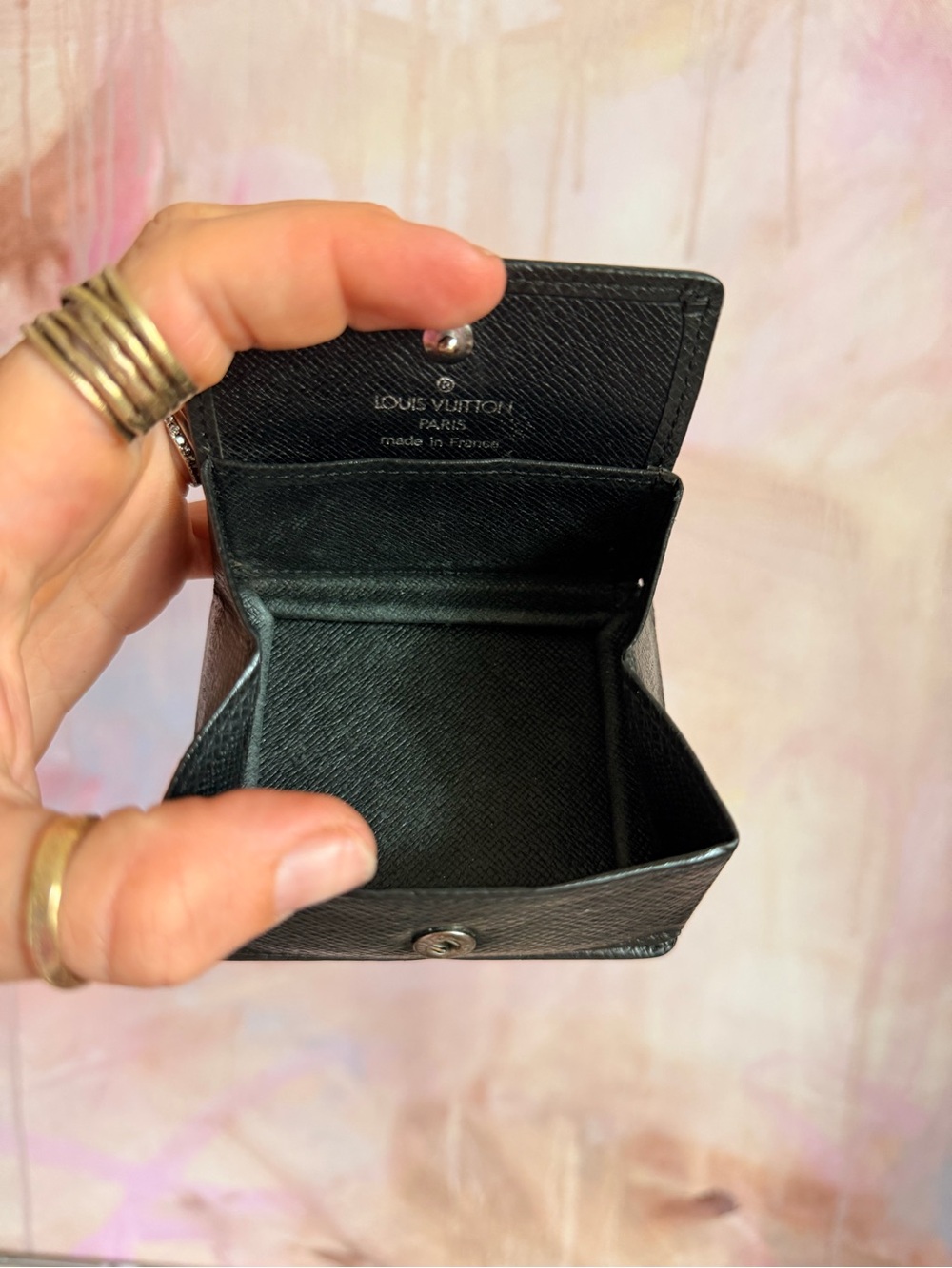 Louis Vuitton Black Textured Leather Coin Pouch